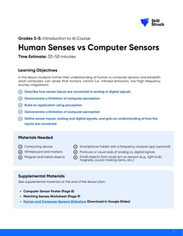 Grades 3-5 Foundations of AI Course Lesson Plan
