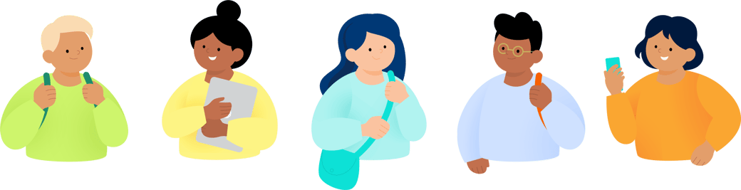 Illustrations of students.