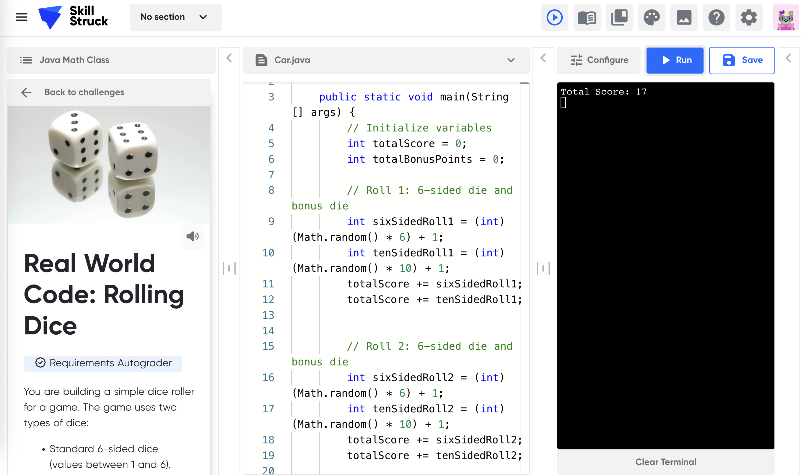 Real World Code: Rolling Dice