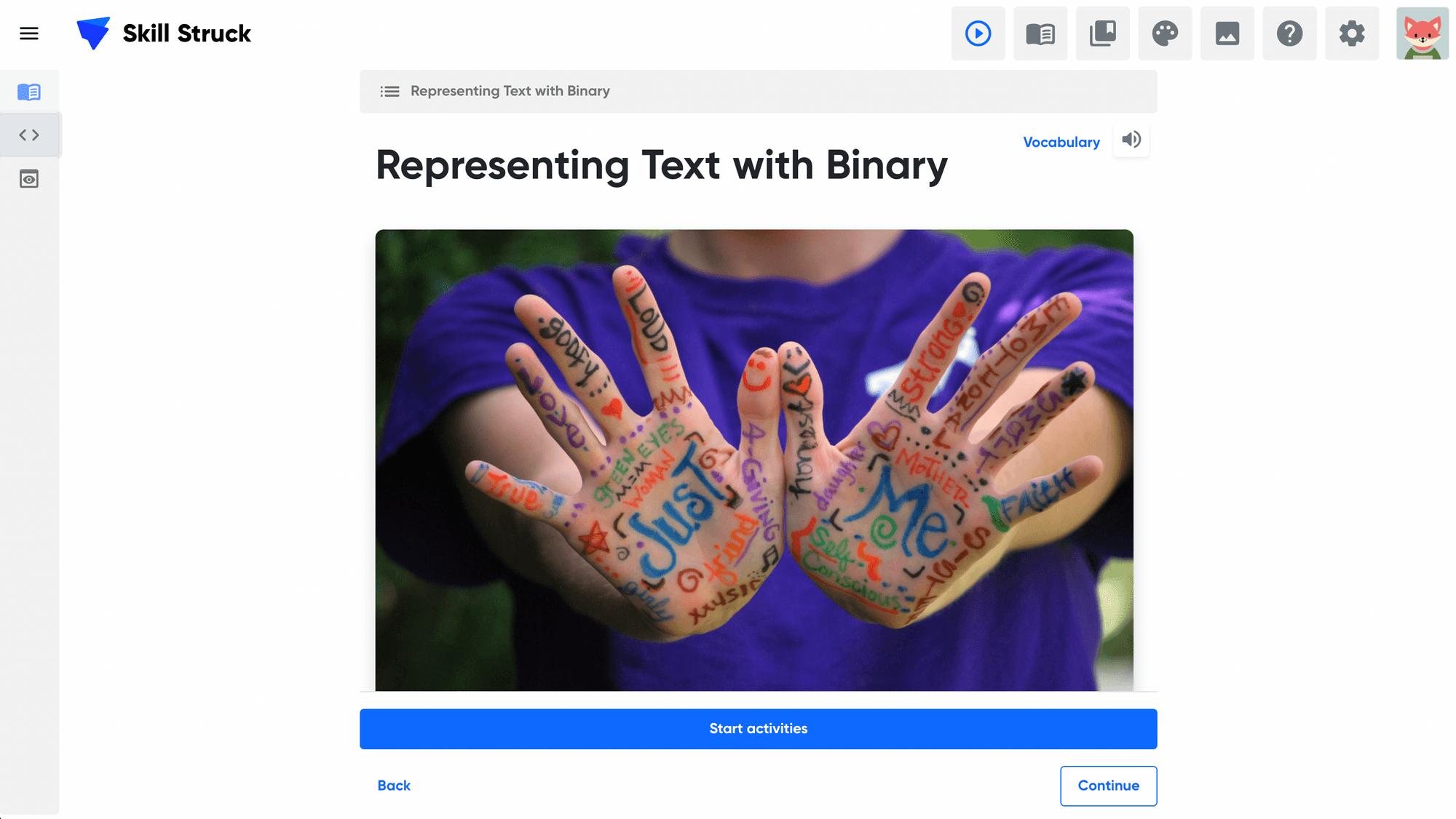 Representing text Binary